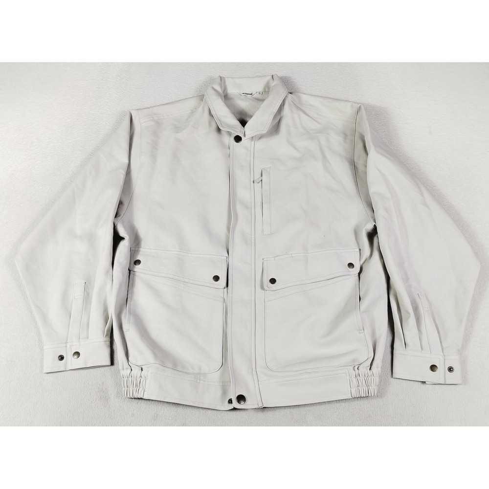 Kansai Jacket Mens Large White Windbreaker Full Zip Workwear K3091 Uniform